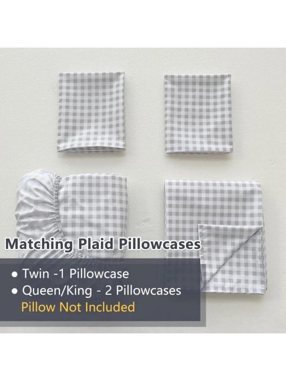 Light Grey Gingham Queen Sheet Set | Soft Cotton Bedding | Cozy Home Essentials